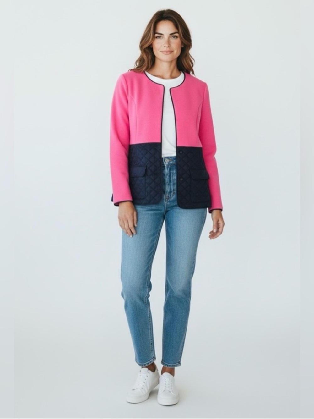Crown & Ivy Jacket // Pink & Navy // Medium
